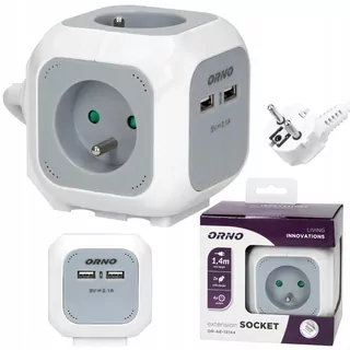 MagicCube štvornásobná elektrická zásuvka, 2 vstupy usb 1,4m GreenBlue GB118 (46286)