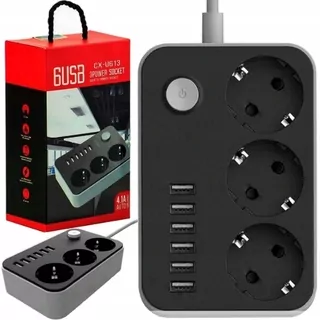 Nabíjačka predlžovacieho kábla 6x USB + 3x AC zásuvka U613