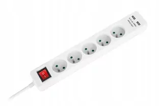 Predlžovací kábel - Sieťové predlžovací 5 zásuviek 2 x USB 3 m Spínač