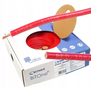 Inštalačný kábel BiTOne H05 V-K 1 × 1 300/500 V červený IG2052.05 trieda Eca 100m Bitner