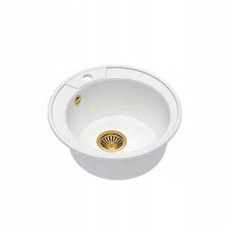 Kuchynský drez - Quadron Danny Biały / Gold + Syfon Granite Sink