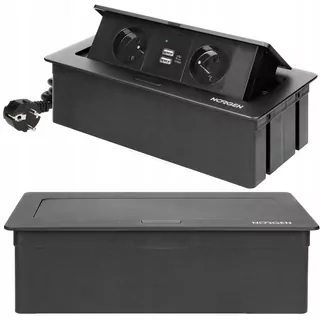 Zásuvka do pracovnej dosky 2 × 230 V + 2 USB čierny kábel 1,5 m