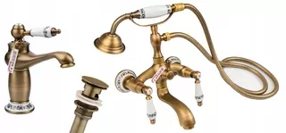 Vodovodná batéria set - Retro Basin Basin Bath Cork Old Gold
