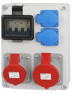 Originálny elektrický rozdelenie zaistené, značka adelid, s 16 a, 32 a a dvoma zásuvkami 230 v.