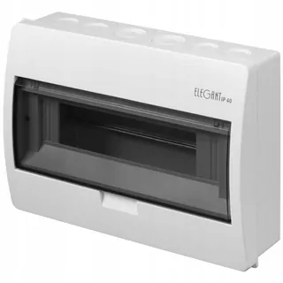 Modulárny rozvádzač 1 × 12 na stenu IP40 RN N+PE biela dymové priehľadné dvere Elegant 2403-01