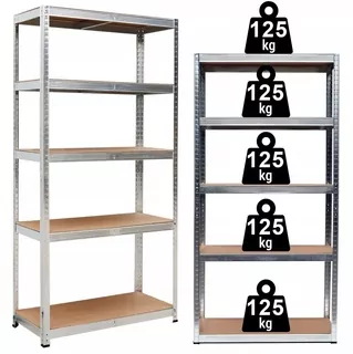 Skladový regál 5 úrovní 150 × 70 × 30 - nosnosť 625 kg