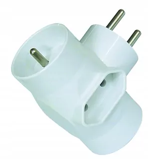 Rozdeľovač zásuvný 2 × 2P+Z +1xEuro biela R-21