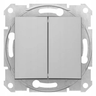 Spínač sviečky v hliníkovej farbe, série Sedna Schneider Electric, s katalógovým číslom SDN0300160.