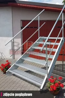 Vonkajšie trapézové schody 3 stupne 2x zábradlia
