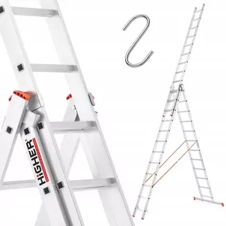 Univerzálny rebrík 3 × 12 HIGHER®️ Najdlhší na trhu - pracovná výška až 9,50m