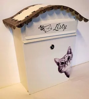 Poštová schránka - Box na písmená Ručne maľované CAT-2 ECRU