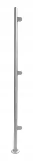 Stĺpik pravý Ø42,4 X 1700 mm, 3 sklenené úchyty 40X50MM, AISI 304, brúsený, nerezový, pre zábradlie