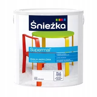 Akrylová farba na drevo, nábytok, kov Śnieżka 2,5 l BIELA pololesklá