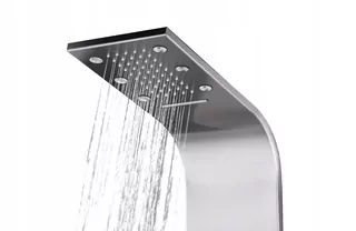 Sprchový panel Cobra ALFA s hydromasážou, strieborný termostat