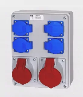 Elektrická rozdelenia, s nemeckými zásuvkami 32 a a 16 a, štyri zásuvky 230 v