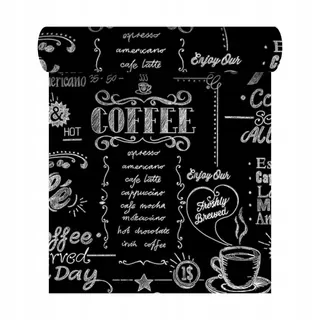 Kuchynská tapeta Coffee Shop čierny vinyl na flizeline