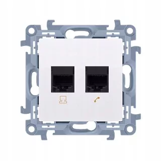 Simon 10 Zásuvka RJ45 kategórie 6 + telefónna zásuvky RJ12 krém C6T.01/41