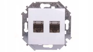 Simon 15 Dvojitá počítačová zásuvka 2xRJ45 kat.6 tienená s clonou biela 1591564-030