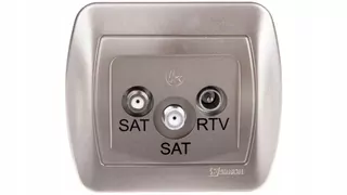 Simon Akord Anténna zásuvka SAT/SAT/RTV satén metalizovaný AZAR+SAT3.1-P2/29