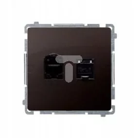 Simon Basic Dvojitá počítačová zásuvka RJ45 kategórie 6 s prachovou clonou saténová BM62.01/29