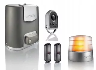 Pohon pre posuvné brány Somfy Elixo 500 3S io + diaľkové ovládanie + fotobunky + lampa