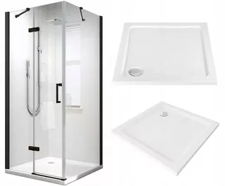Sprchový kút Reihe Livo s krídlovými dverami 90 x 90 cm + štvorcová sprchová vanička Reihe Coda 90 x 90 cm