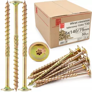 Stolárska skrutka 6x140 kotúčová TORX 50 ks.