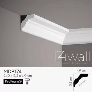 Stropná dekoratívna lišta biela MDB174 4,9 cm