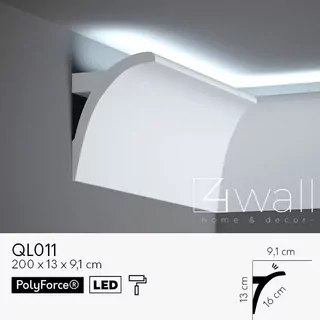 Štukatérska stropná lišta biela LED QL011
