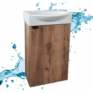 Súprava nástennej kúpeľňovej skrinky s umývadlom 40 x 33 cm matný zlatý dub