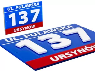 Číslo na dom - Adresa Číslo tabuľky pre domáce 3D Varšava 30 × 20