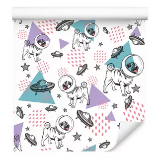 Tapety Psy Mopsy Astronauti UFO Hviezdy Vzory