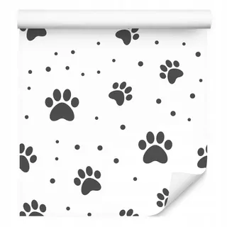 Fototapeta - Tapeta na stenu Sivá Dog's Feet Dots Patterns Dekor