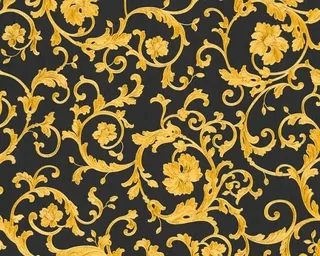 Tapeta z kolekcie Versace, vzor ornament, listy.