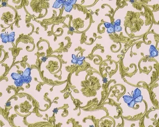 Tapeta z kolekcie Versace, vzor ornament, motýle.