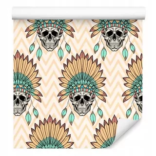 Tapeta pre mládež Lebky Perie v štýle Boho