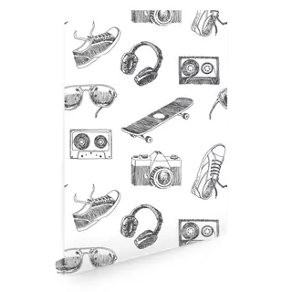 Fototapeta - Mládež tapety Cassette Slúchadlá T01608