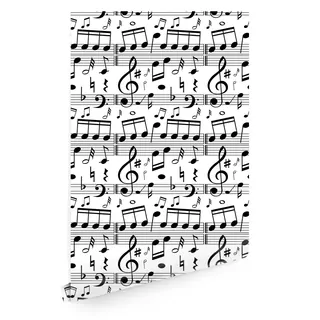 Fototapeta - Tapety Music Notes Black and White T0942