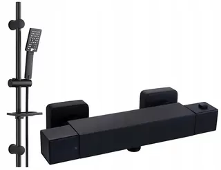Reihe Cubic CUB-ZND-BL sprchový set na omietku + sprchová batéria Reihe TERMO 03-BL čierna