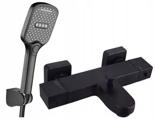 Termostatická vaňová bateria čierna + súprava strojčikov