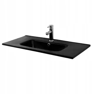 Kuchynský drez - Umývadlo 81 × 16,5 × 46 cm, čierna keramika ML-Design