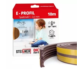 Tesnenie pre okná dverí, profil E 15m hnedá