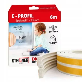 Tesnenie pre okná a dvere, profil E 40m v bielej farbe