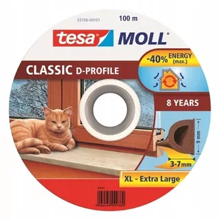 Samolepiaca tesniaca páska na okná a dvere tesamoll® PROFIL D 100m x 9mm hnedá