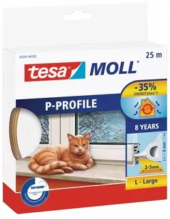 Samolepiaca tesniaca páska na okná a dvere tesamoll® PROFIL P 25 m x 9 mm, biela