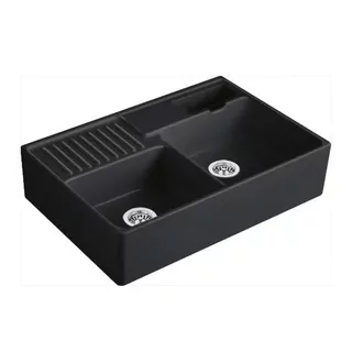 V&B Premiumline modulárny dvojkomorový drez na sporák 90 cm eben (matný) - 632391S5