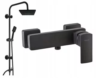 Sprchová batéria Valvex ENZO BLACK čierna + sprchový set Reihe BERG na omietku