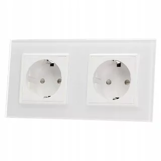 VL-W02EU-61 Dvojitá elektrická zásuvka 16 A LIVOLO SKLO BIELE, v európskom systéme pre okrúhle