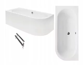 Besco Avita akrylátová rohová vaňa s odtokom v strede 170 x 75 cm + 2 ďalšie produkty
