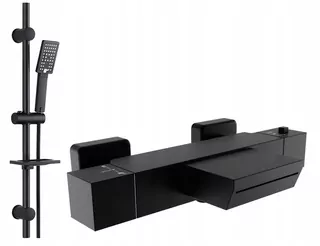 Reihe TERMO čierna sprchová batéria + Reihe Cubic CUB-ZND-BL nadomietkový sprchový set